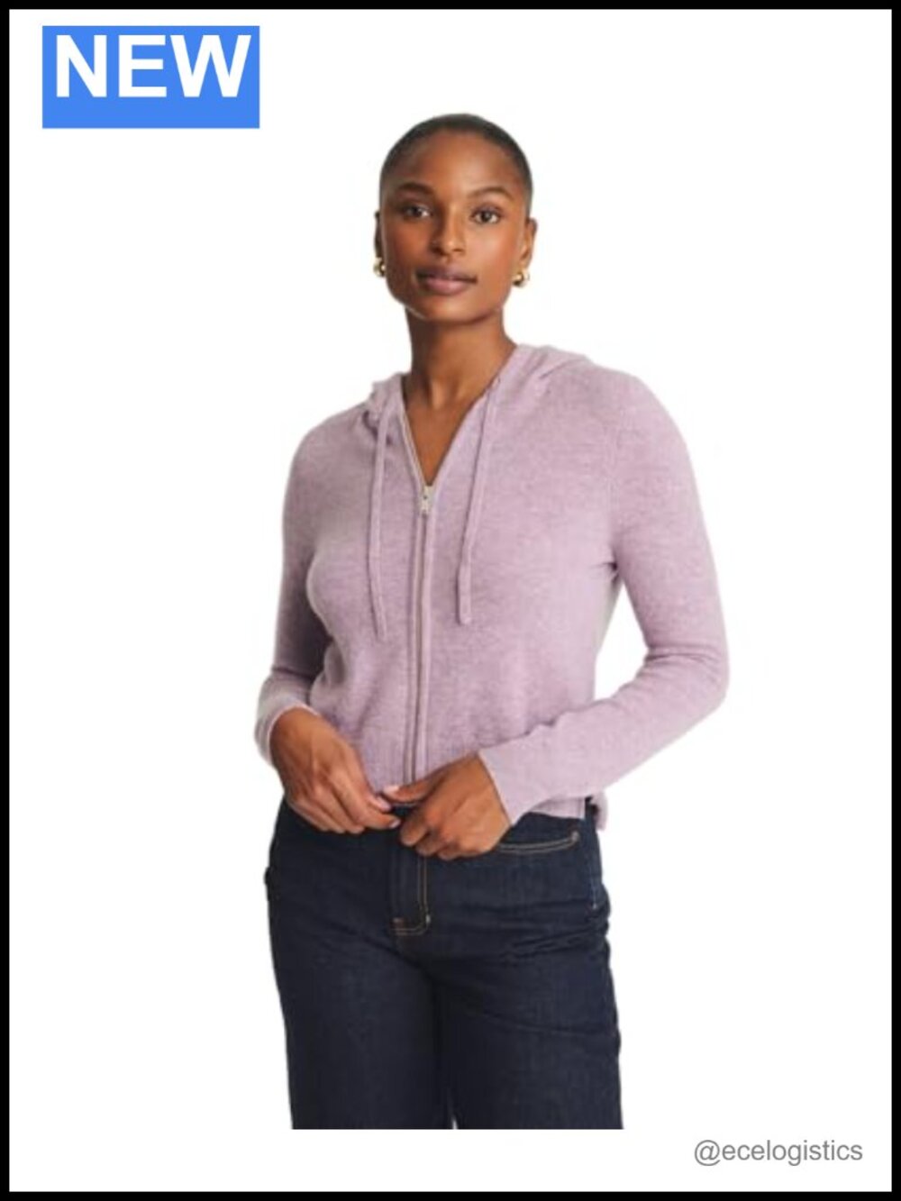 Cropped Zip Up Cashmere Hoodie Women's Luxury Knit Sweatshirt